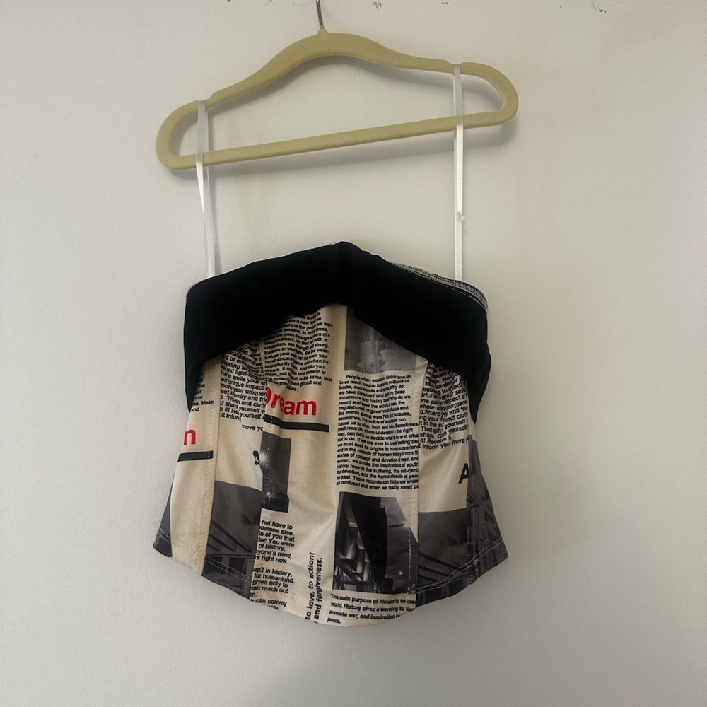 Trendy Newspaper Print Tube Top